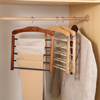 Space-Saving Wooden Multi-Pants Hanger for Efficient Storage